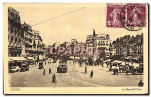 Old Postcard Lille Grand Place tram