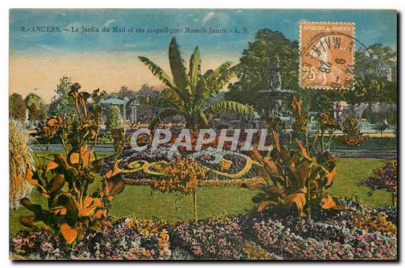 Old Postcard Angers Jardin du Mail and beautiful flowery massifs