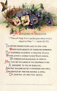 VINTAGE POSTCARD A BLESSING IN DISGUISE MESSAGE OF COMFORT G. & W. Co. NEW YORK