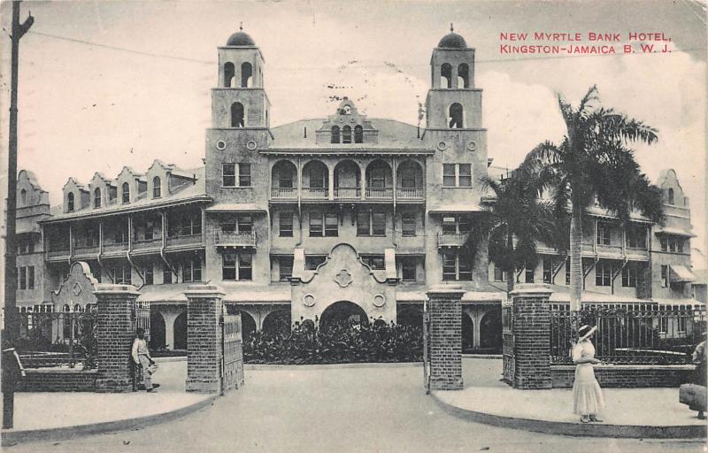 New Myrtle Bank Hotel, Kingston, Jamaica, Early Postcard, Used in 1913