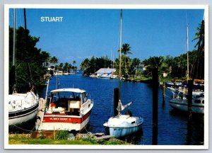 St Lucie River, Stuart, Florida, Sailboats, Pleasurecraft, 1983 Chrome Postcard