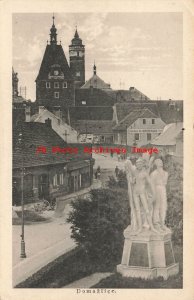 Czech Republic, Domazlice, Street Scene, Statue, Karel Hotzl Pub