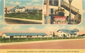 Clovis New Mexico La Contenta Lodge roadside 1940s Postcard MWM Linen 20-12561