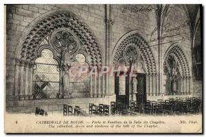 Old Postcard From Noyon Cathedral Door and Fenetres of the Chapter Room