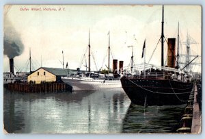Victoria British Columbia Canada Postcard Outer Wharf 1910 Antique Posted