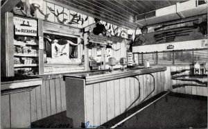 Souvenir Bar Room The Buckhorn Long Lake Minnesota MN Postcard Rifles Horns