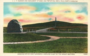Vintage Postcard Marker & Monument Base Top Of Kill Devil Hills North Carolina