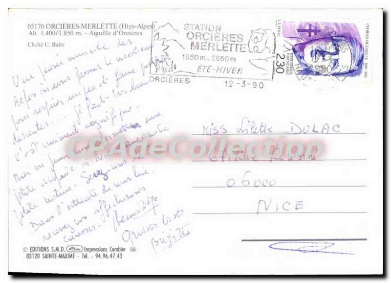Postcard Modern Orcieres Merlette Orcieres Needle