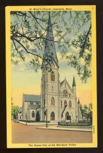 Lawrence, Massachusetts/MA Postcard, St Mary's Church, Merrimac Valley