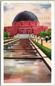 1940's Adler Planitarium And Terrazzo Promenade Chicago Illinois Posted Postcard