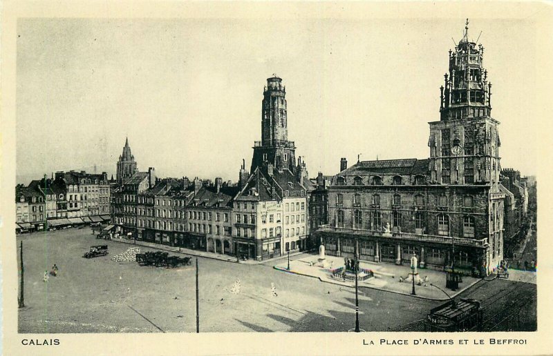 France Calais la place d'armes et le beffroi Postcard