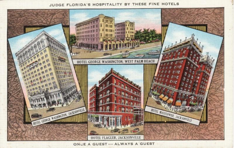 FL   JACKSONVILLE and WEST PALM BEACH   HOTELS postcard