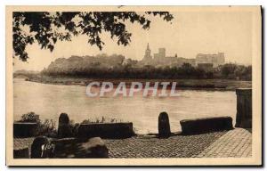 Old Postcard Avignon Rhone and the castle of the Popes