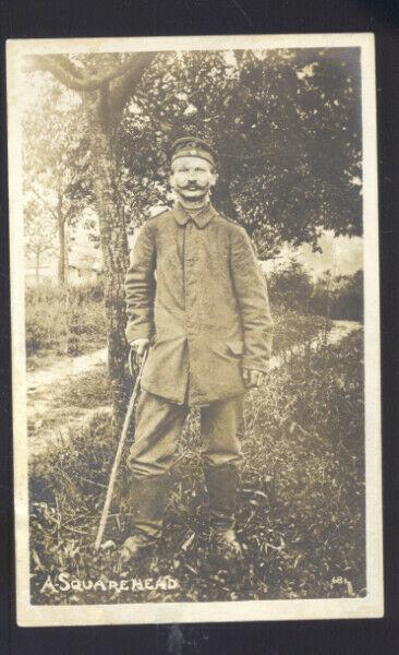 RPPC PHILIPPINES ARMY SOLDIER A SQUARE HEAD WWI VINTAGE REAL PHOTO POSTCARD