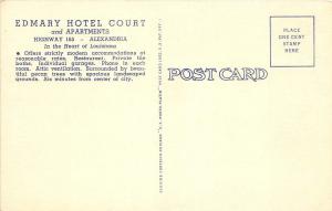 E9/ Alexandria Louisiana La Postcard Linen 1940s Edmary Hotel Court Apartments