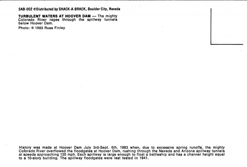 CONTINENTAL SIZE POSTCARD THE SPILLWAY TUNNELS AT HOOVER DAM