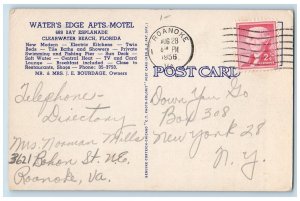 Clearwater Beach Florida FL Postcard Water's Edge Apartments-Motel Exterior 1956