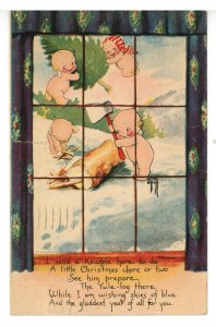 Kewpies by Rose O'Neill. Pub. By Gibson Art Christmas- Yule Log&qu...
