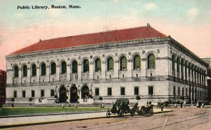 Vintage Postcard 1915 Public Library Building Landmark Boston Massachusetts MA