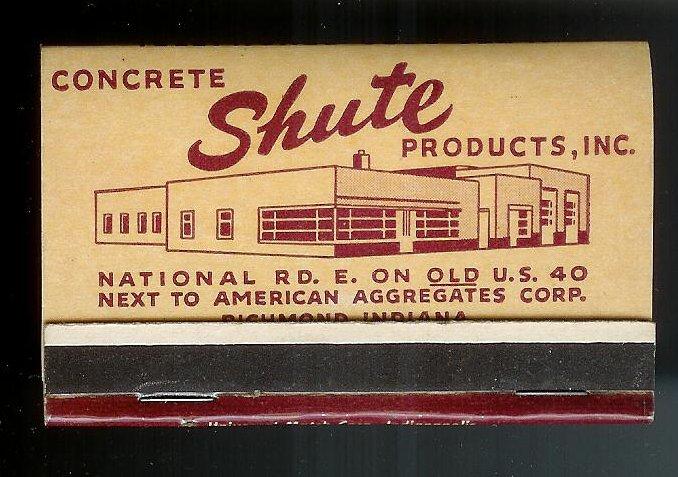 SHUTE CONCRETE Products 1950's Full Unstruck Matchbook