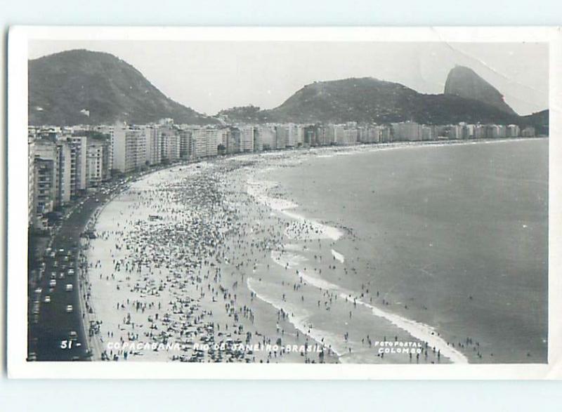 old rppc COCOCABANA BEACH Rio De Janeiro Brazil HM1932