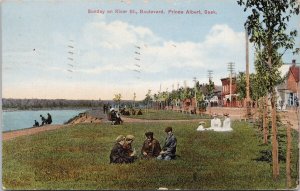 Prince Albert SK Sunday on River St. Boulevard Children c1914 Postcard H61