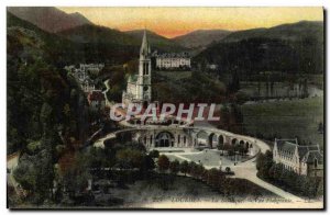 Old Postcard Lourdes Basilica View Sinking