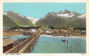 VALDEZ, AK Alaska  PIER~BOATS~WATERFRONT HOMES    c1940's Linen Postcard