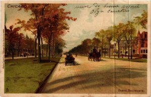 PC CPA US, IL, CHICAGO, GRAND BOULEVARD, VINTAGE LITHO POSTCARD (b6493)