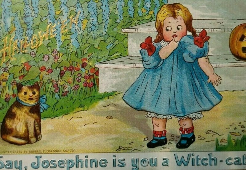 Vintage Halloween Postcard Tucks Josephine The Cat Series 181 Original Wichita