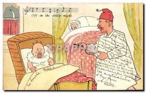 Old Postcard Oft stilly night in Man and child Humor