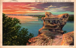 Illinois Starved Rock State Park Pulpit Rock 1939 Curteich