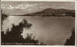 Northampton Massachusetts MA Mt. Holyoke by Moonlight Real Photo Postcard