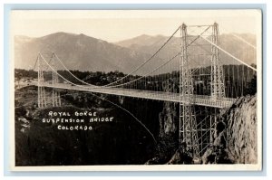 c1930's Royal George Suspension Bridge Colorado CO RPPC Photo Vintage Postcard 