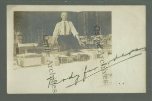 Peoria ILLINOIS RPPC 1911 INTERIOR CONCESSION STAND Small Store BASKETS Trinkets