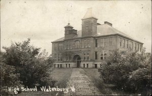 Waterbury Vermont VT High School Real Photo c1910 Vintage Postcard