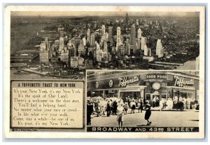 1945 Toffenetti's New York Broadway Great White Way Exterior Building Postcard