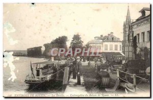 Surroundings of Rouen Old Postcard La Bouille pier of Rouen boat