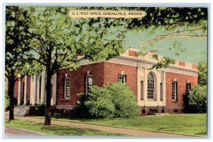 c1940 US Post Office Exterior Building Kendallville Indiana IN Vintage Postcard