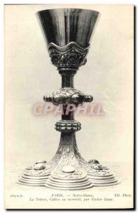 Old Postcard Notre Dame Paris Le Tresor gilt chalice by Victor Guay