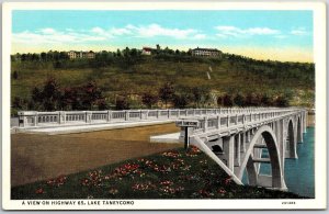 A View At Highway 65 Lake Taneycomo Missouri MO Landscape Bridge Hotels Postcard