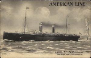 American Line Steamship USMSS St. Louis New York Statue of Liberty Used 1909