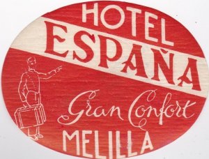 Morocco Melilla Gran Hotel Espana Vintage Luggage Label lbl0436