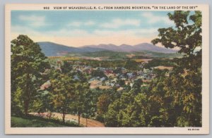 Linen~Air View Weaverville North Carolina Hamburg Mountain~Vintage Postcard
