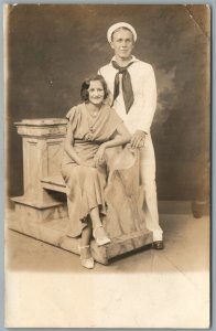 US NAVY FAMILY VINTAGE REAL PHOTO POSTCARD RPPC