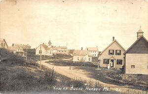 Bucks Harbor ME Dirt Street Town Center Eastern Illustrating RPPC Postcard