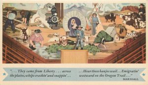 Postcard Wyoming Warren Winning of the West Mural 1940s Mac Dermed 23-10330