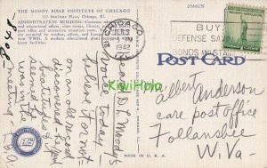 Postcard Moody Bible Institute Chicago IL 1942