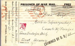 1942, German POW at Camp 20, Ontario, Canada to Berlin, Germany (C2757)