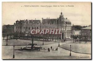 Old Postcard Vitry le Francois Bank Caisse d & # 39Epargne Post Hotel Fountain